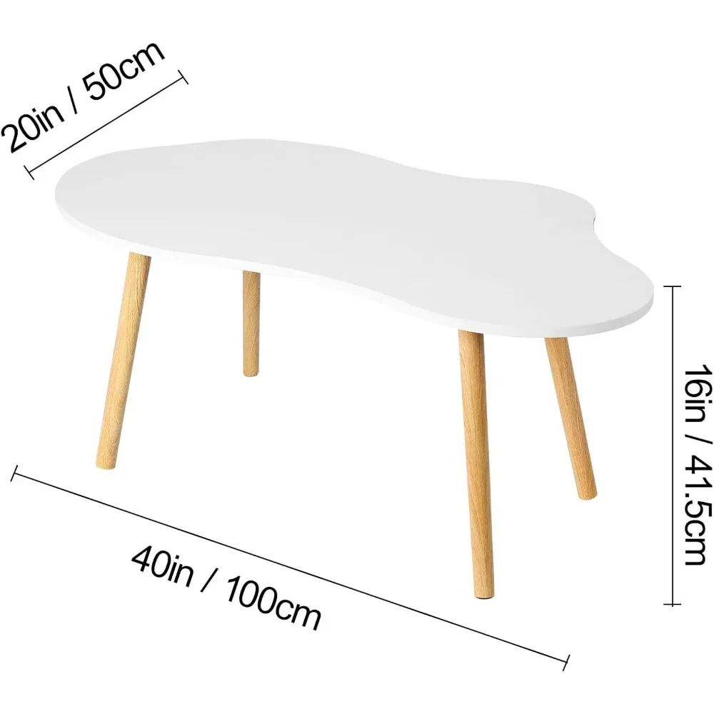 White Small Coffee Table, Modern Mid Century Coffee Table, Cloud Coffee Table, Unique Minimalist Coffees Tables for Living Room 2
