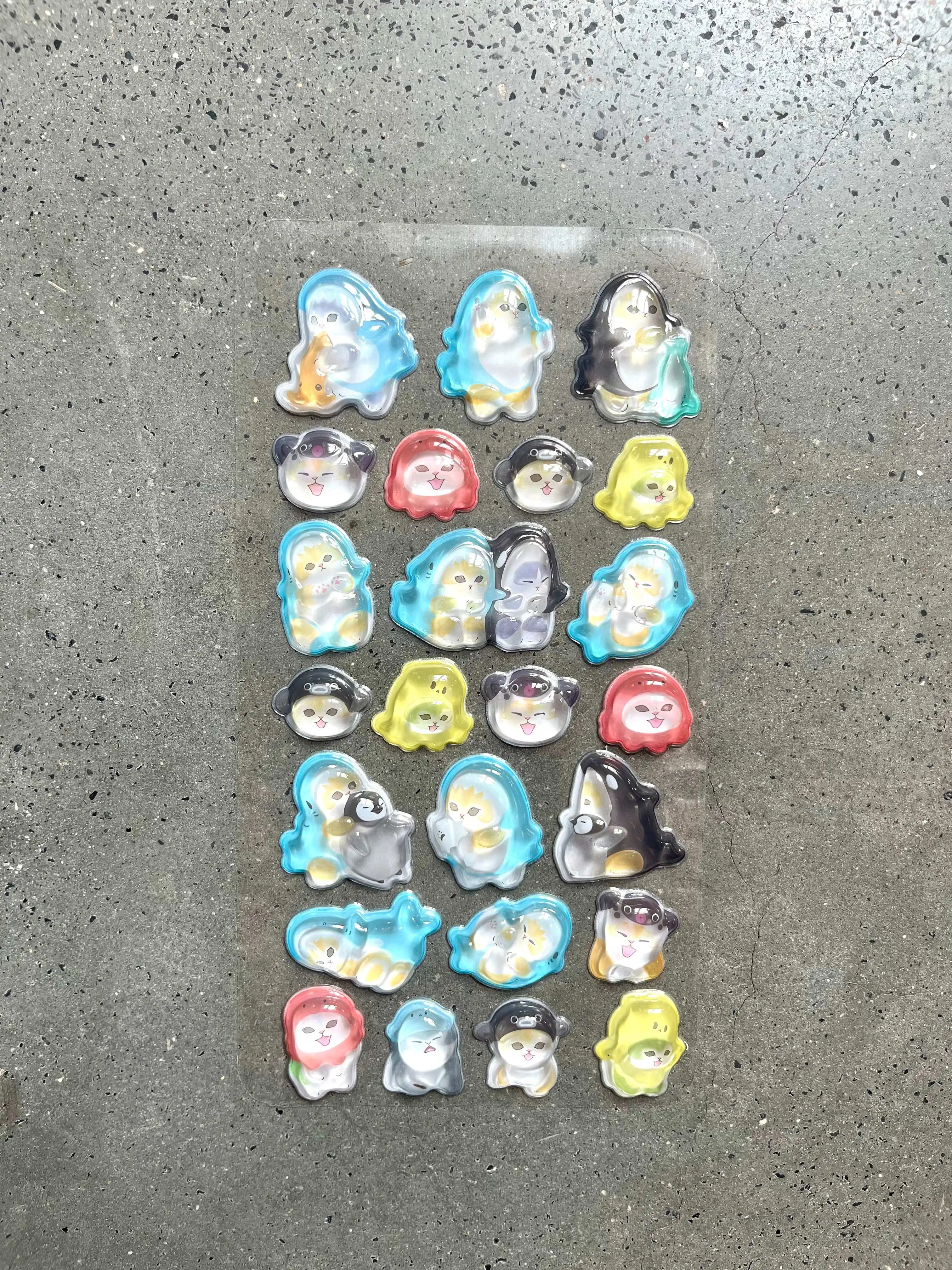 투명 크리스탈 에폭시 3D 고양이 스티커 귀여운 과일 디자인 퍼피 데칼 (스크랩북, 앨범, 휴대폰, 어린이 문구, 장)