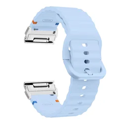 Enhanced Silicone QuickFit Watchband Bracelet - Fenix 8 51mm (Blue silver)