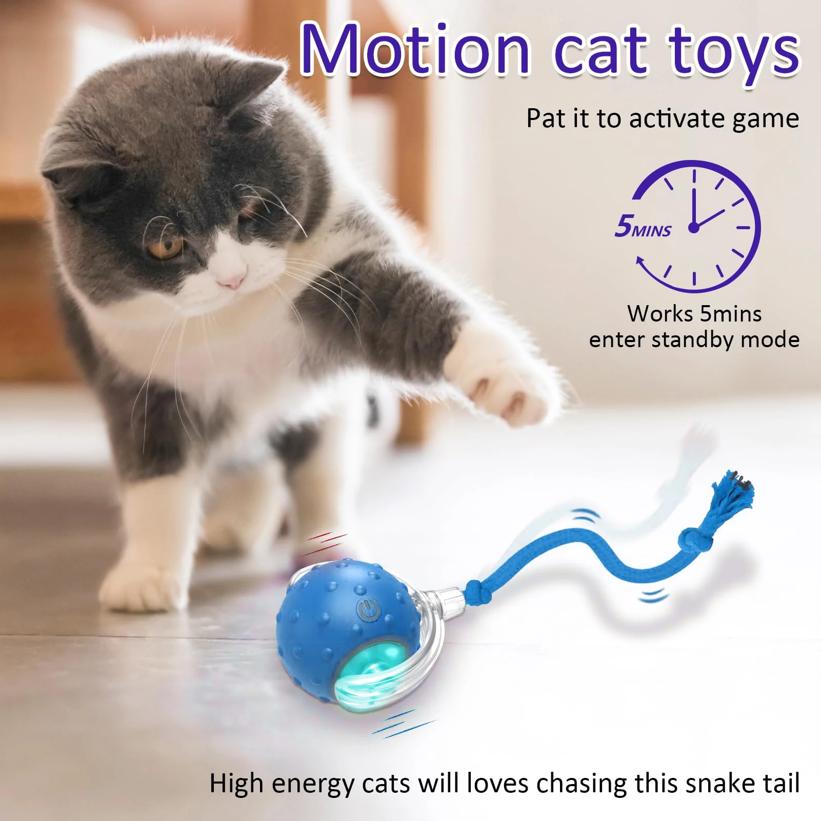 Interactive Cat Ball Toys Automatic Cat Rolling Balls with 3 Adjustable ... - Activate Cat Toys With Bell Detaching Mechanism