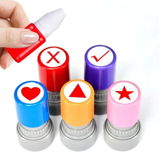 Pocket Multi Pattern Math Geometry Stamp Self Inking Triangle Teacher Use Stamp Trapezium DIY Mini Drawing Stamp Primary School 4