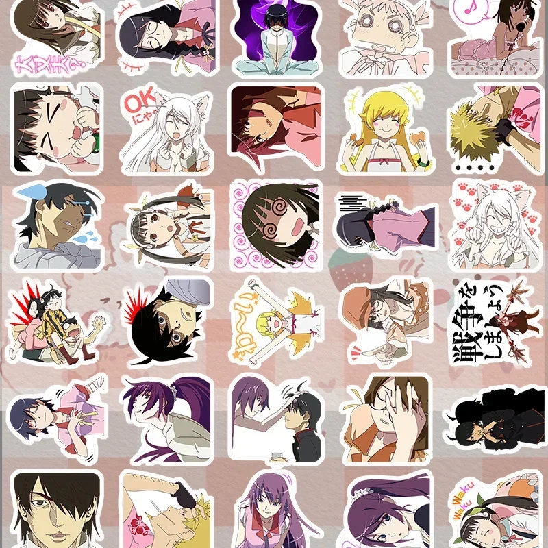 Bakemonogatari Anime Sticker Araragi Koyomi Hachikuji Mayoi Nisemonogatari Kawaii Stickers Stationery IPad Phone Case Decorative