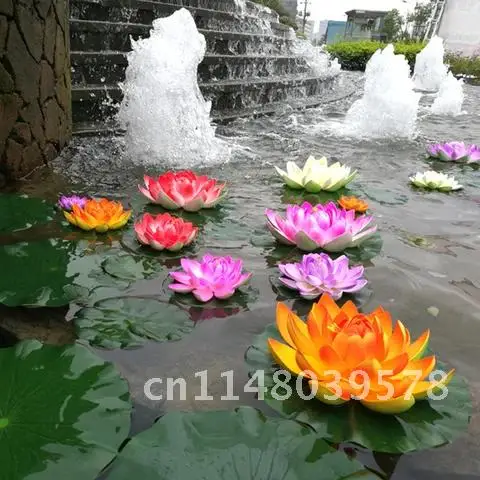 

Искусственный Лотос, водяная Лилия, плавающий цветочный бассейн, пруд, искусственное растение, орнамент 10/18 см, свадебное украшение для дома и сада