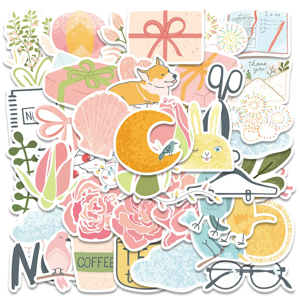 49pcs Cute Cartoon Sunshine Series Vinyl Stickers Kids Toy Waterproof Graffiti For Guitar Phone Notebook Laptop Decals sunshine in forest landscape mouse pad rectangle custom designs waterproof anti slip rubber mousepad office laptop desk decor