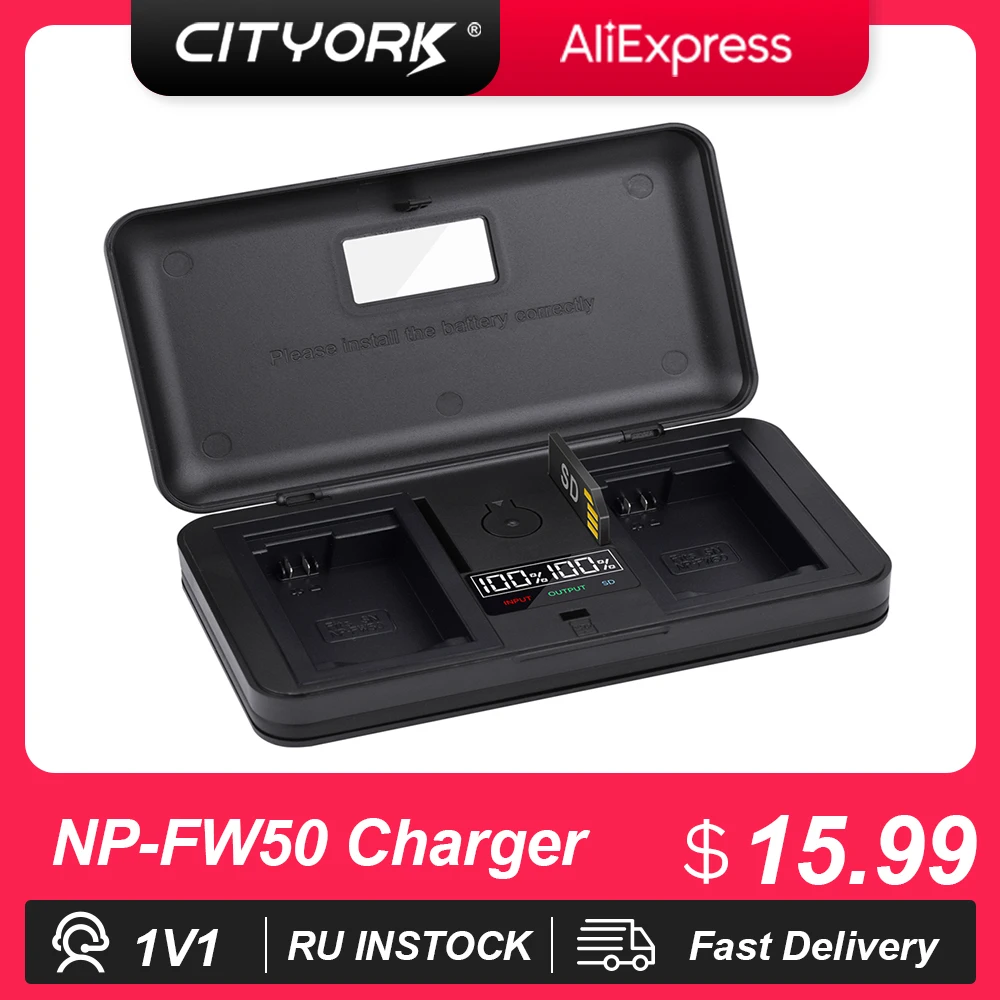 Np-Fw50 Np Fw50 Caricabatteria 2 In 1 Scatola Di Immagazzinaggio Caricabatterie Per Sony Alpha A6500 A6300 A6000 A5000 Nex-3 A7 A7Rii A7Sii A7S Zve10