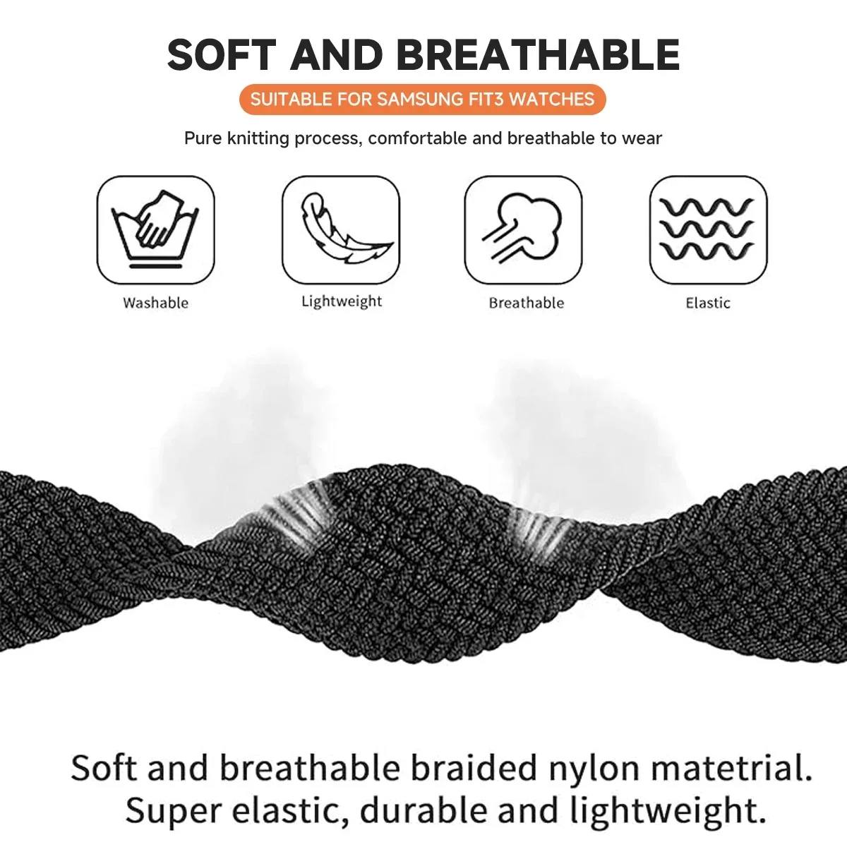 Adjustable Sport Nylon Braided Replacement Band - Universal Fitness Tracker Strap Accessory