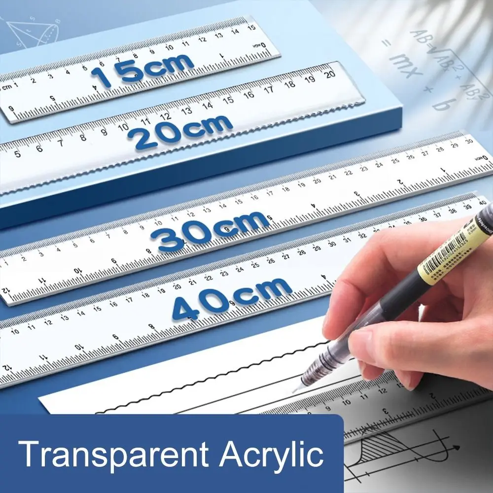 Drawing Tool 15cm 20cm 30cm 40cm Straight Ruler Multifunction Transparent Measuring Ruler Plastic Drawing School