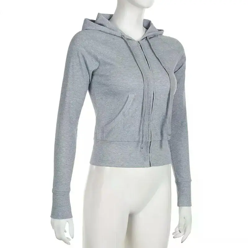 Casual Streetwear Basic Hooded Pockets Sweatshirt Tracksuit Solid Long Sleeve Hoodies Women 2026 Autumn Spring Fashion