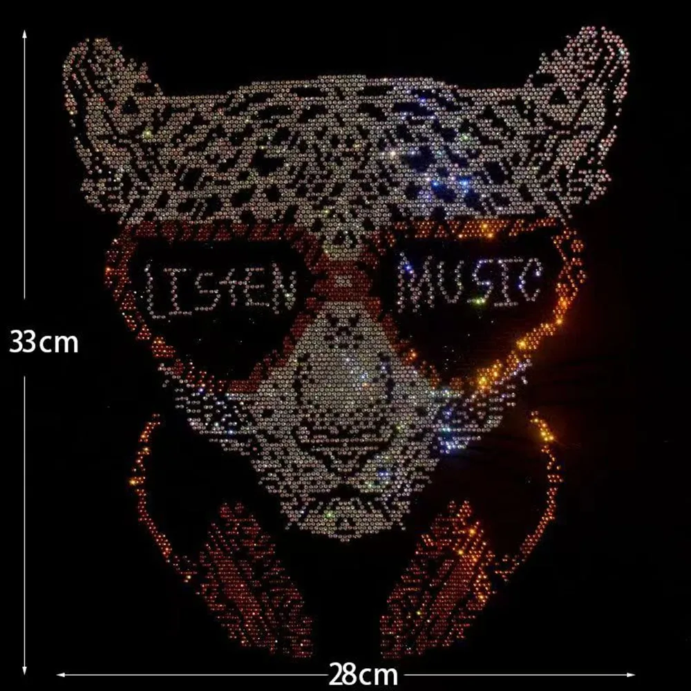 

Iron on Rhinestone Patches for Clothing Cool Leopard Large DIY Fashion Patch Clothing Decoration Accessories