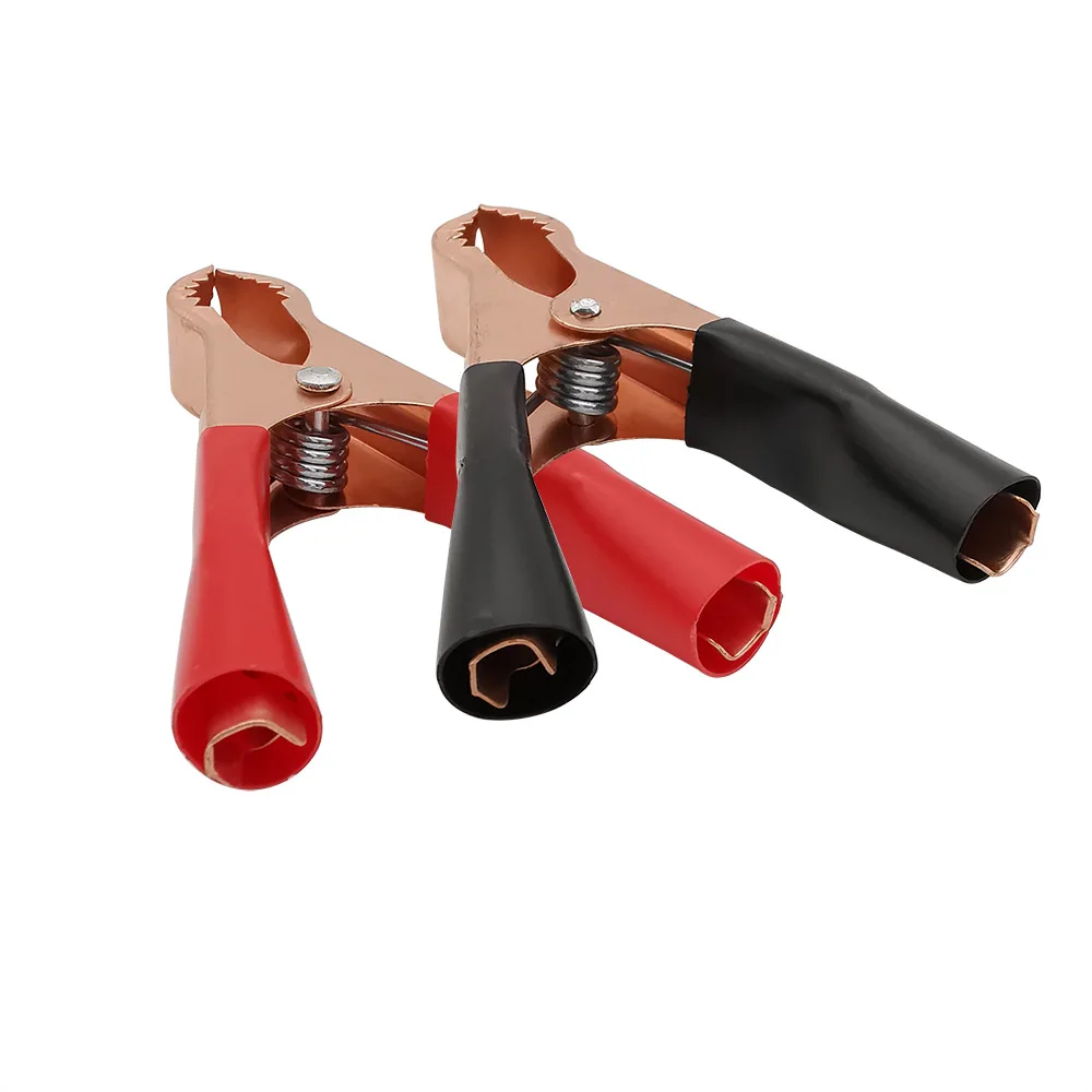 2/10Pcs 50A Crocodile Car Caravan Van Battery Test Lead Clips Alligator Clips Connector Plug Power Clamp Red + Black