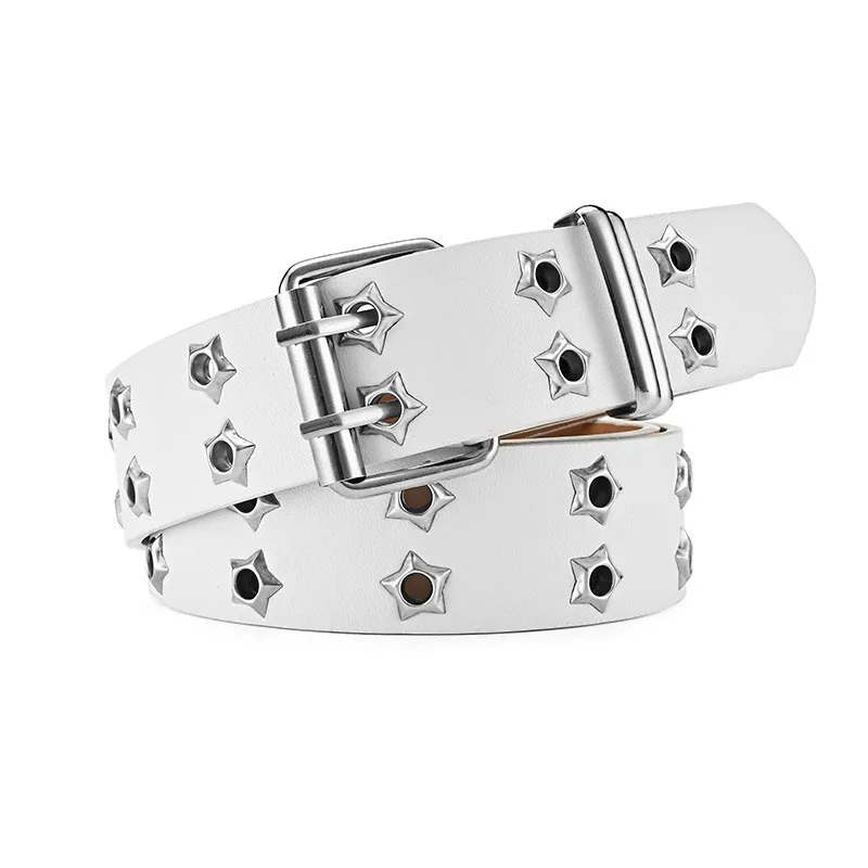 Cinto masculino de metal com novo estilo, moderno e minimalista, com fivela versátil, ideal para usar com jeans e outras peças femininas._voghion.com