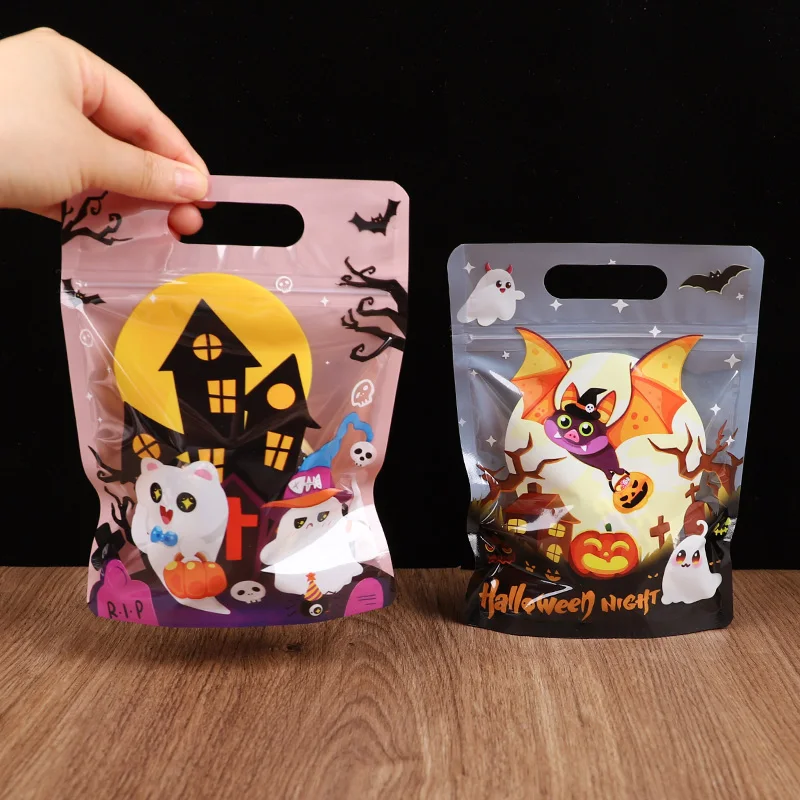 Halloween Party Süßigkeiten Tasche Cartoon Kürbis Geist Selbstdichtende Tasche Kinder Süßes oder Saures Kekse Snack Verpackung Dekoration Gefälligkeiten – Detail 4