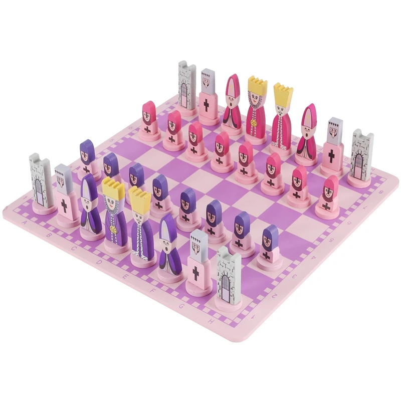 

Travel Chess Set With Chess Board Educational Toys For Kids And Adults Pink