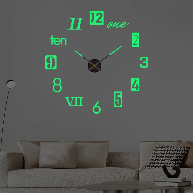 New 3D Roman Numeral Acrylic Mirror Wall Clock Sticker Fashion DIY Quartz Clocks Watch Home Decoration Living Room Stickers