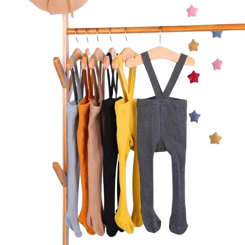 Breathable Infant Kids Suspender Pantyhose Spring Autumn Baby Girls Boys Cute Solid Color High Waist Bandage Overall Leggings knit tights girls pantyhose children stockings suspender leggings