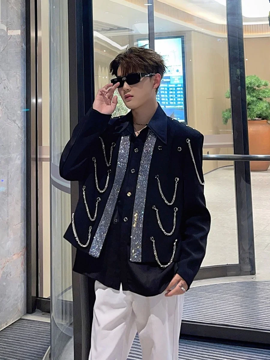 Black Short Suit Coat 2024 Autumn Clothes Men's Fashion