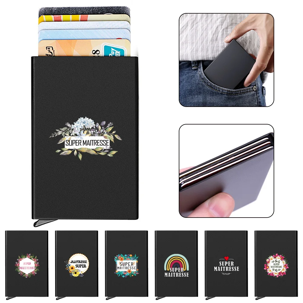 Men Credit Thin Card Holder Aluminium Metal 2023 New ID Anti-theft Portable Maitresse Letter Wallets Pocket Case Credit Card Box men card holder anti theft id credit portable carte thin aluminium metal wallets pocket case funny pattern print credit card box