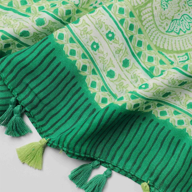 2024 neue Mode Luxus Damen Damen Schal weibliche Baumwolle Leinen Schal Quaste vier Jahreszeiten vielseitige Blumen muslimischen Hijab 90*180cm – Detail 14