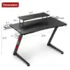 Ergonomic Curved 3-Sided LED Z-Leg Gaming Desk, Black 6