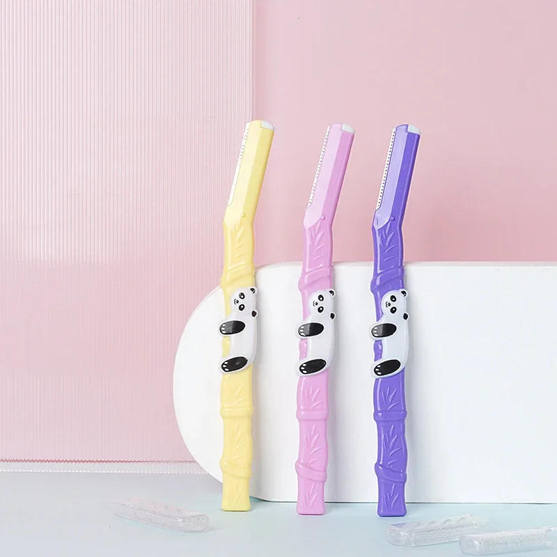 Yunduogirl 6/10pc Panda Flamingo Eyebrow Trimmer Safety Mini Portable Painless Face Razor Eye Brow Cutters Makeup Tool