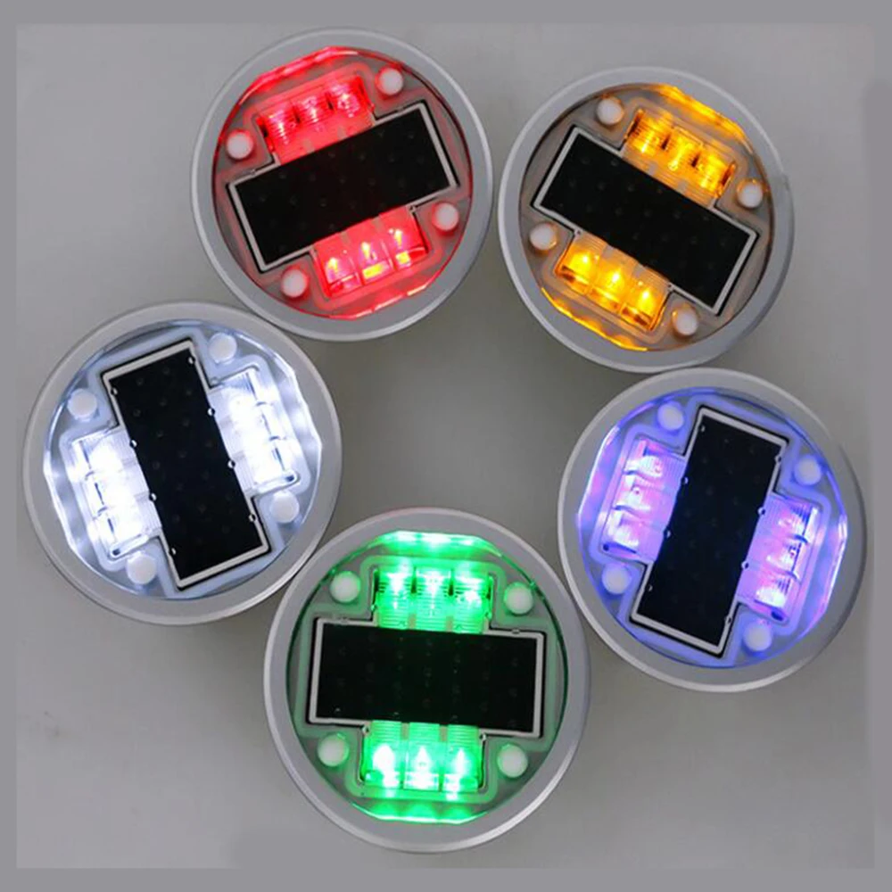 IP68 Waterproof Aluminum Pressure Resistant LED Solar Powered Road Stud Light Reflective Ground Warning Lamp