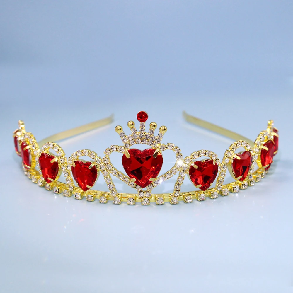 1pc Red Crown Shaped Birthday Gift Princess Headband Elegant Party Headwear Accessory Fashionable Women Royal Hair Decoration