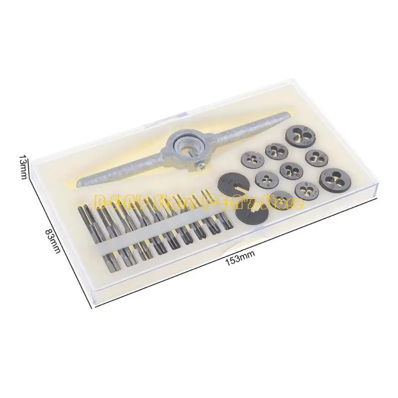 Y1AD 31Pcs 미니 HSS 미터 나사 플러그 탭 다이 렌치 핸들 세트 M1-M2.5 나사 신규