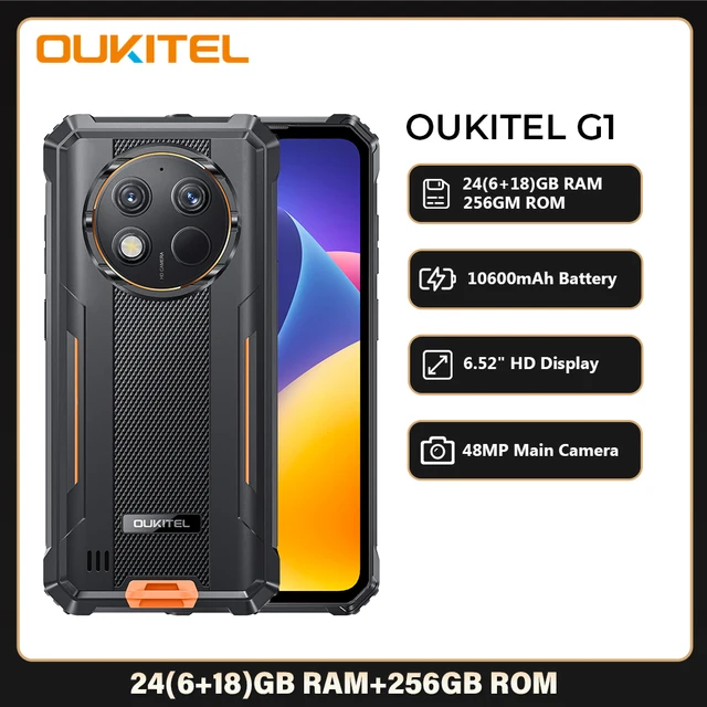 Oukitel G1 Rugged Smartphone Android 24GB (6+18)+256GB 10600mAh