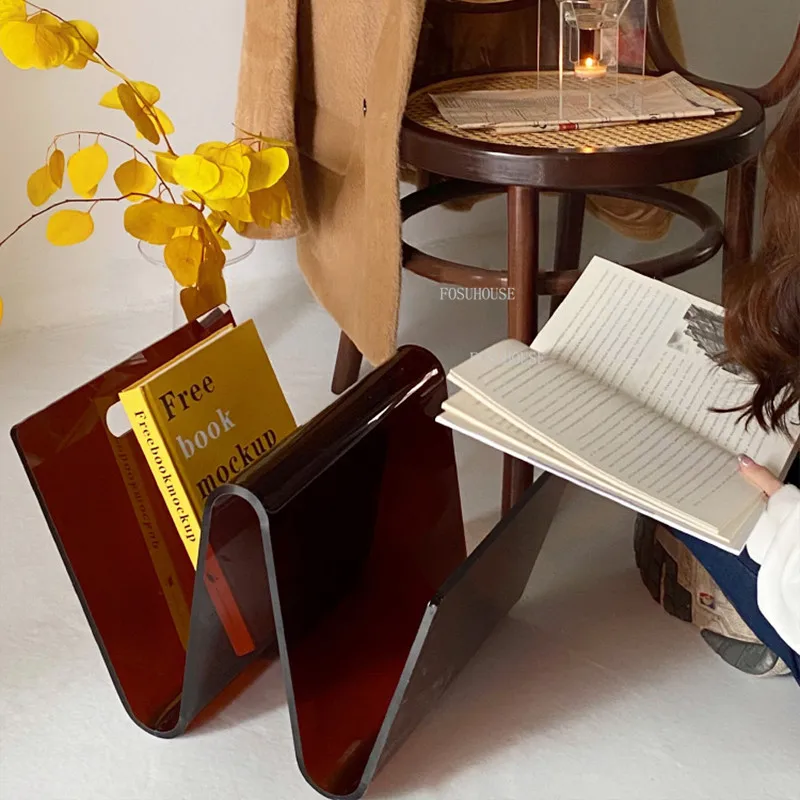 Acrylic Magazine Rack Homemade W Bookshelf Bookend Ins Magazine Storage Decoration Medieval Ornaments Portable Thick Book Racks