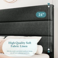 HOOMIC Bed Frame with Headboard, Fabric Platform Bed, Strong Wood Slats Support Panel Bed Mattress Foundation Allewie 3