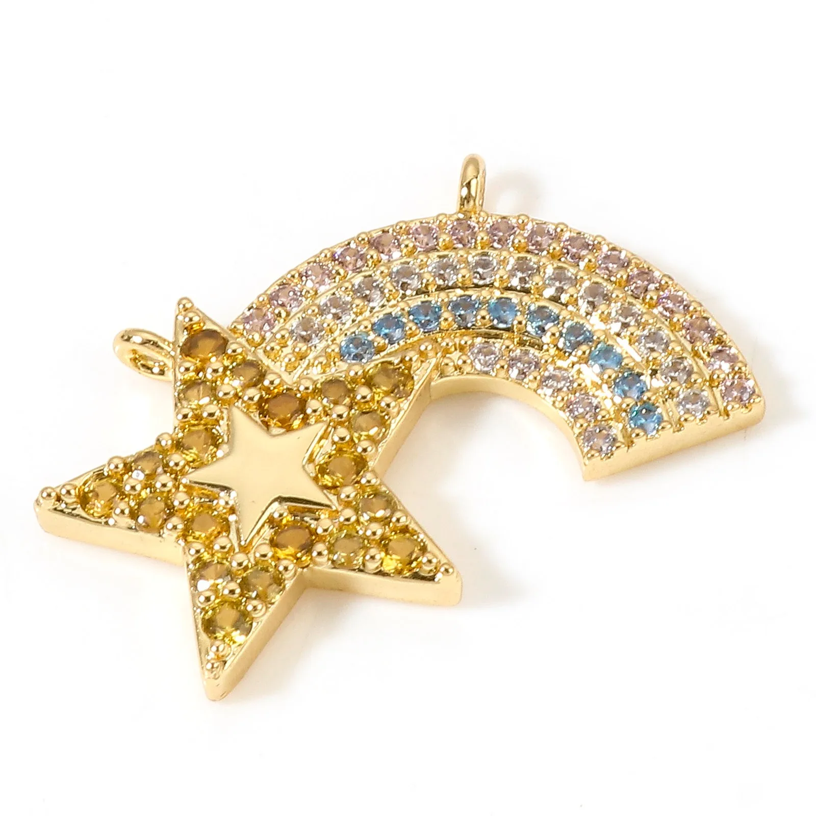 1pc neue Kupfer Charms Gold Farbe Herz Stern mehrfarbigen Strass Anhänger DIY Halskette für Frauen Hochzeits feier Schmuck Ergebnisse – Detail 16