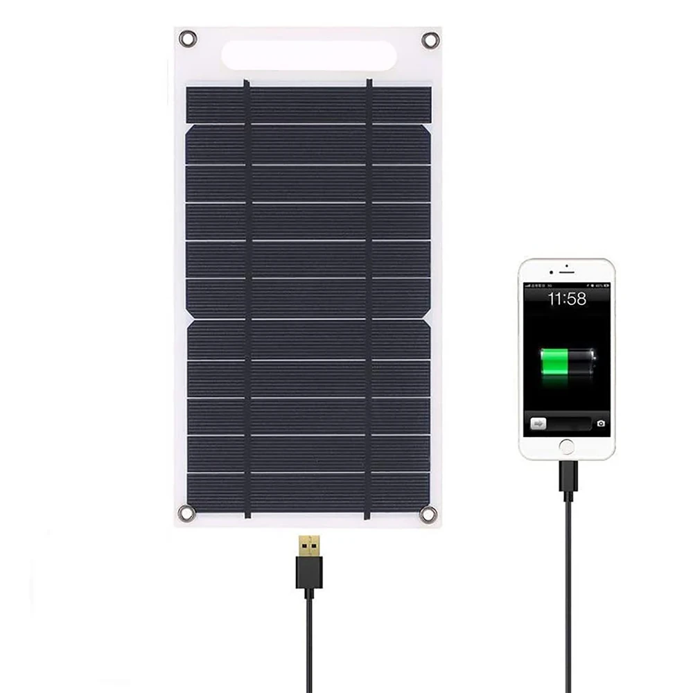 Panneau Solaire Étanche USB 10W, Plaque de Chargeur pour Téléphone Portable, Power Bank, Cellules Portables, Camping, Randonnée en Plein Air