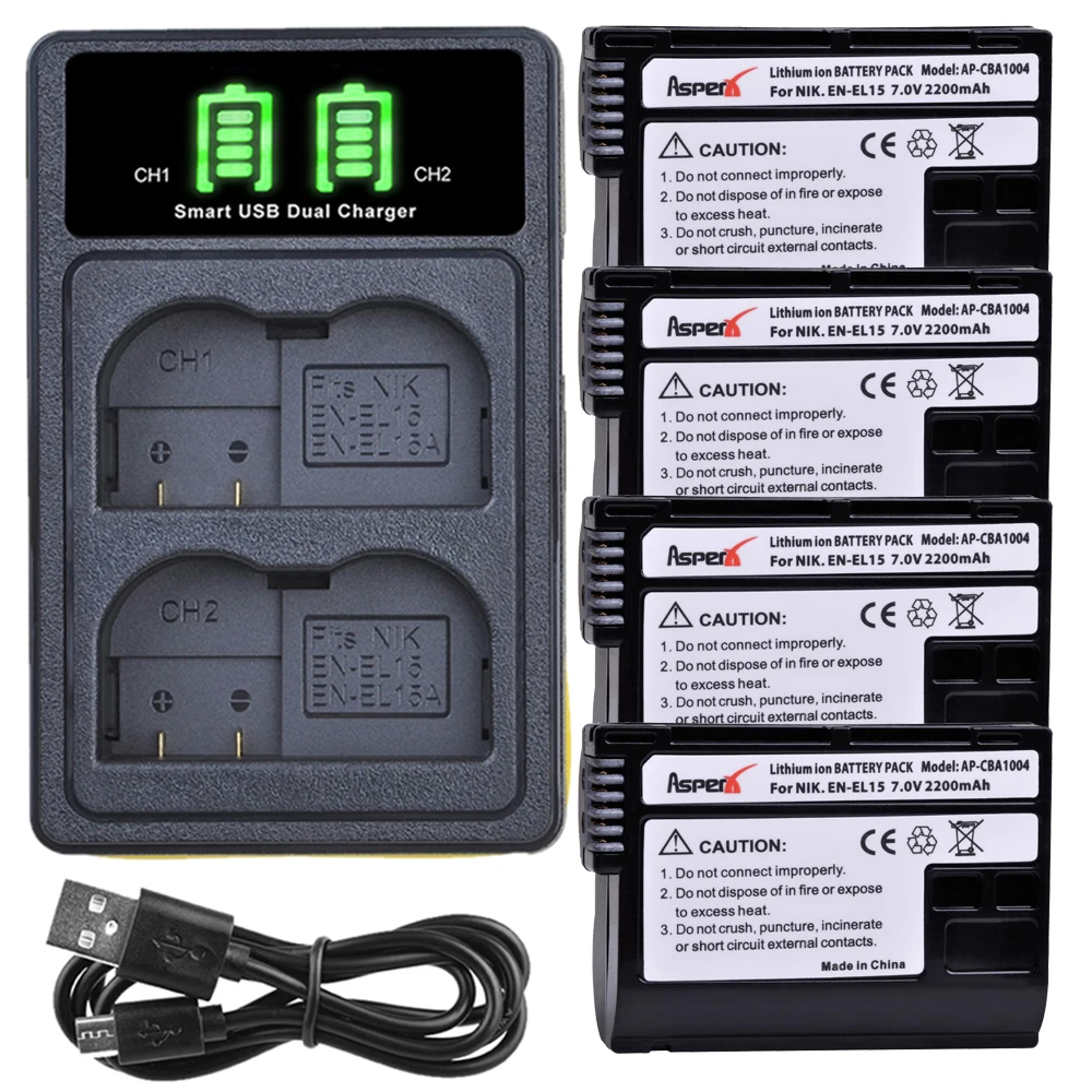 En-El15 Enel15 En El15 Batteria Bateria + Caricabatterie Per Nikon Z5 Z6 Z6 Ii D610 D750 D800 D810 D850 D7000 D7100 D7200 D7500