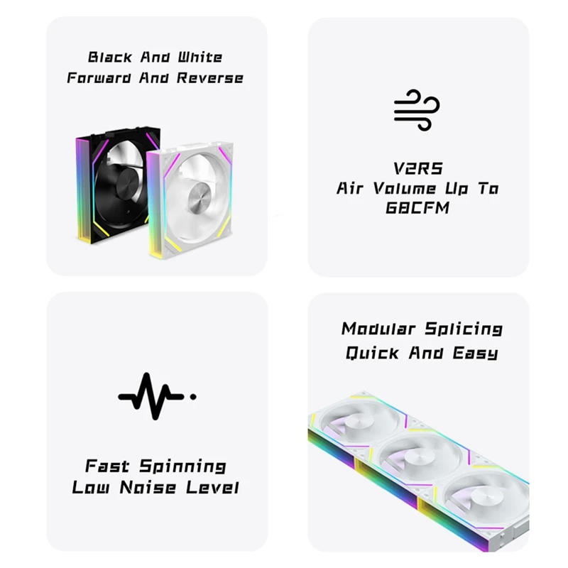 V2RS Case Fan Magic Block Free Splicing 120Mm PC Computer 12V Chassis Fan Lian 3PIN 5V ARGB Divine Light Li,cooling fan,gaming cooling fan