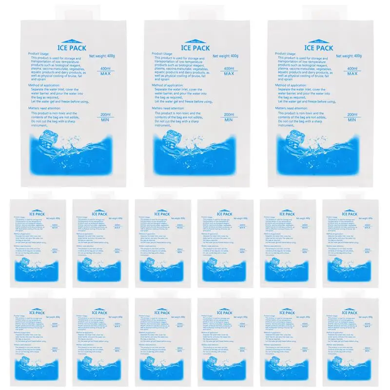 Ice Pack 30pcs 400ml Reusable Water Injection Icing Cooler Bag Drinks Refrigerate Food Keep Fresh Gel Dry Ice Pack