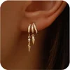 Boucles d'oreilles Triple Huggie plaquées or 14 carats pour femmes, chaîne scintillante CZ, pompon hypoallergénique, bijoux cadeaux