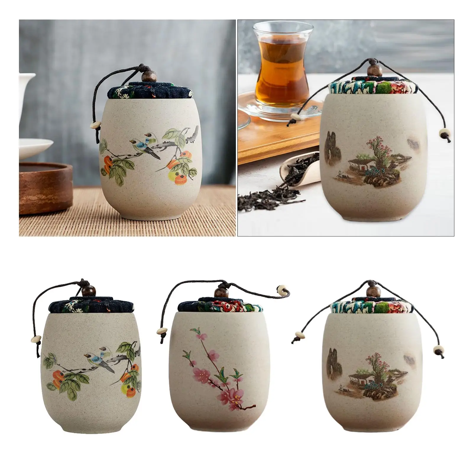 Ceramic Storage Jar Spice Storage Box Ceramic Tea Container Chinese Styles Ceramic Food Storage Jar Sealed Canister Tea Jar Loose Tin For Nuts Coffee Spice