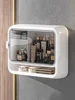 1pc Punch Free Dust-proof Storage Rack With Lid, Household Large Capacity Storage Shelf For Wall-mounted Cosmetics Storage Box 3