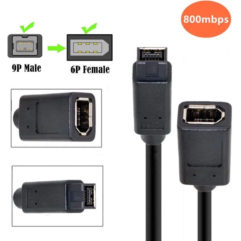 Cable FireWire 400 (IEEE 1394) 6 Pines A 4 Pines Transparente 2 Unidades Para Videocámara DV Y Ordenador