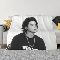 Yoongi concert Throw Blanket Dorm Room Essentials cosplay anime Blanket Sofa 1