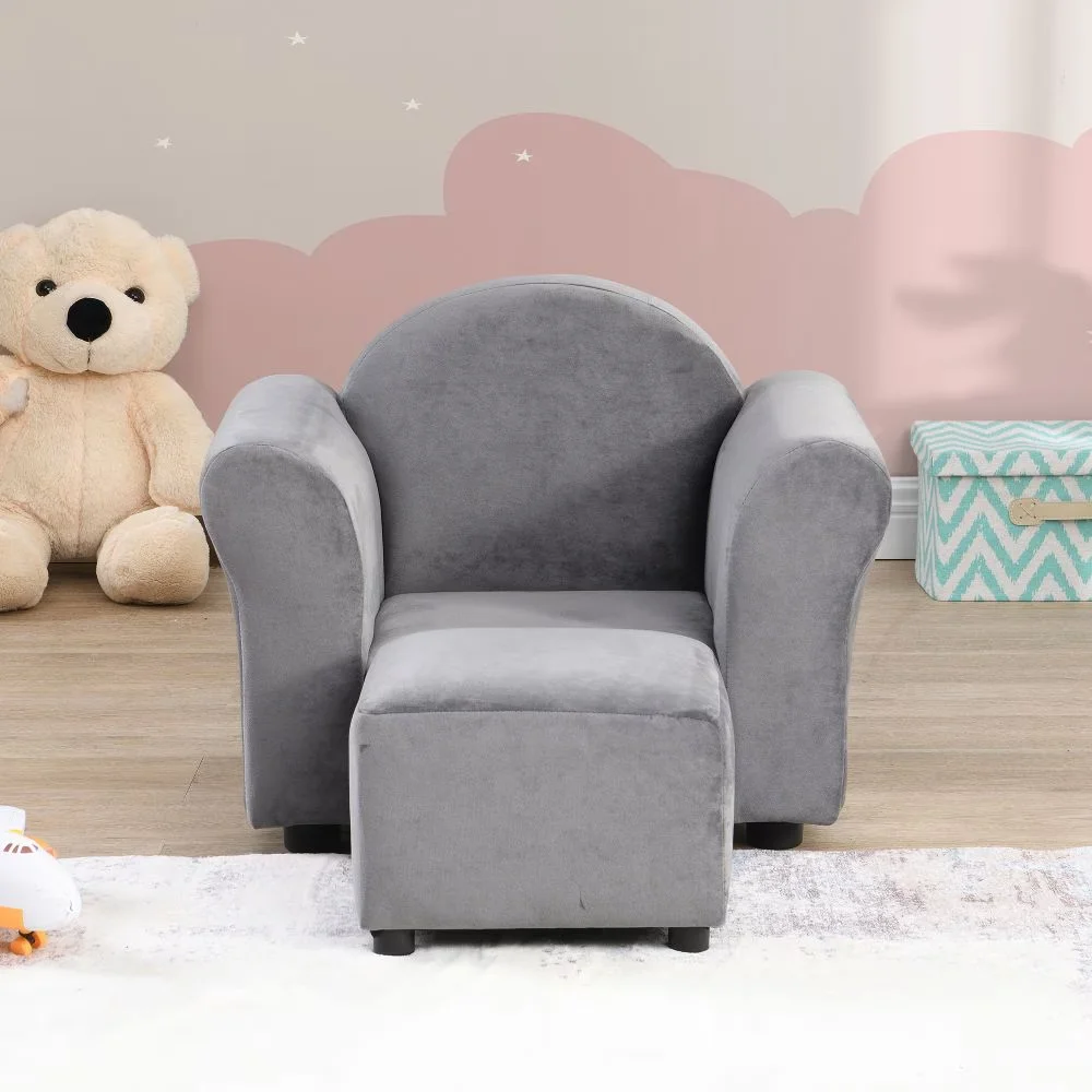 Cute Small Sofa Chair, Kids Upholstered Couch & Ottoman Set - Ergonomic Toddler Chair for Durable Comfort 2