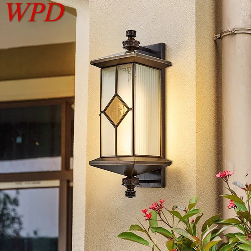 

WPD Contemporary Solar Brass Outdoor Wall Lamps Simplicity Waterproof Creative Balcony Hallway Courtyard Villa Gate Hotel