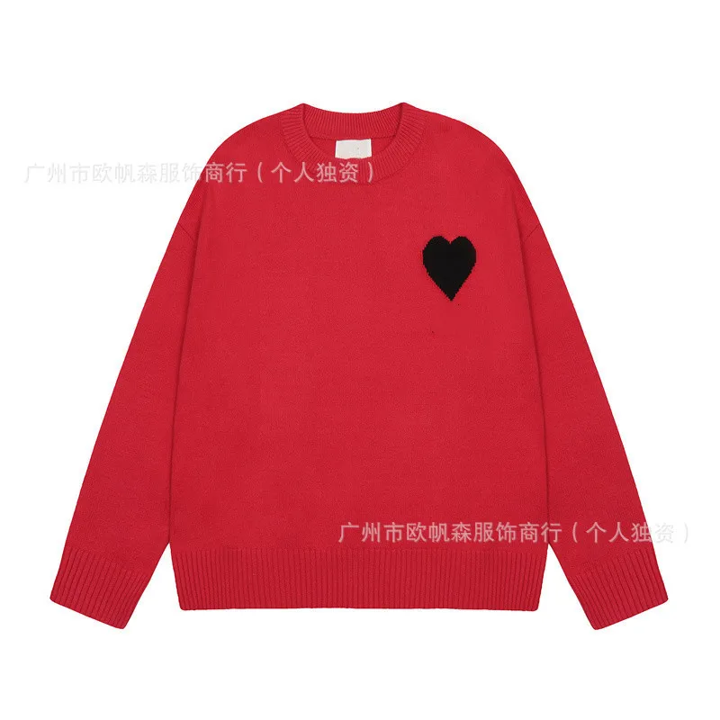 Maglione lavorato a maglia unisex ampio girocollo sopra la testa modello cuore 3D cotone spesso caldo confortevole stile casual per l'autunno inverno