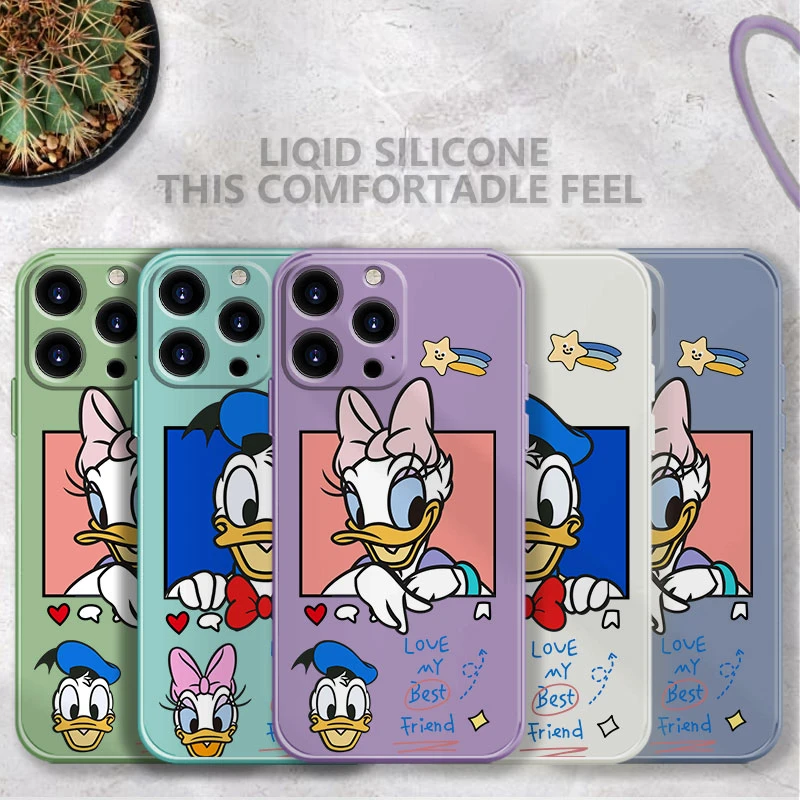 iphone 13 mini case cheap Square Liquid Case For iPhone 13 12 11 Pro Max 5S 6S 6 7 8 Plus X XR XS SE2022 12 13 Mini Candy Color Shell Donald Duck case for iphone 13 mini