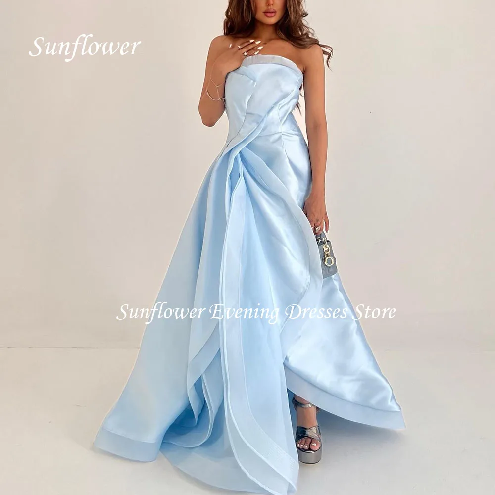 

Sunflower Strapless Prom Gown Tiered A-LINE Evening Dress Slim Sleeveless Organza Party Dress 2023 Floor-Length