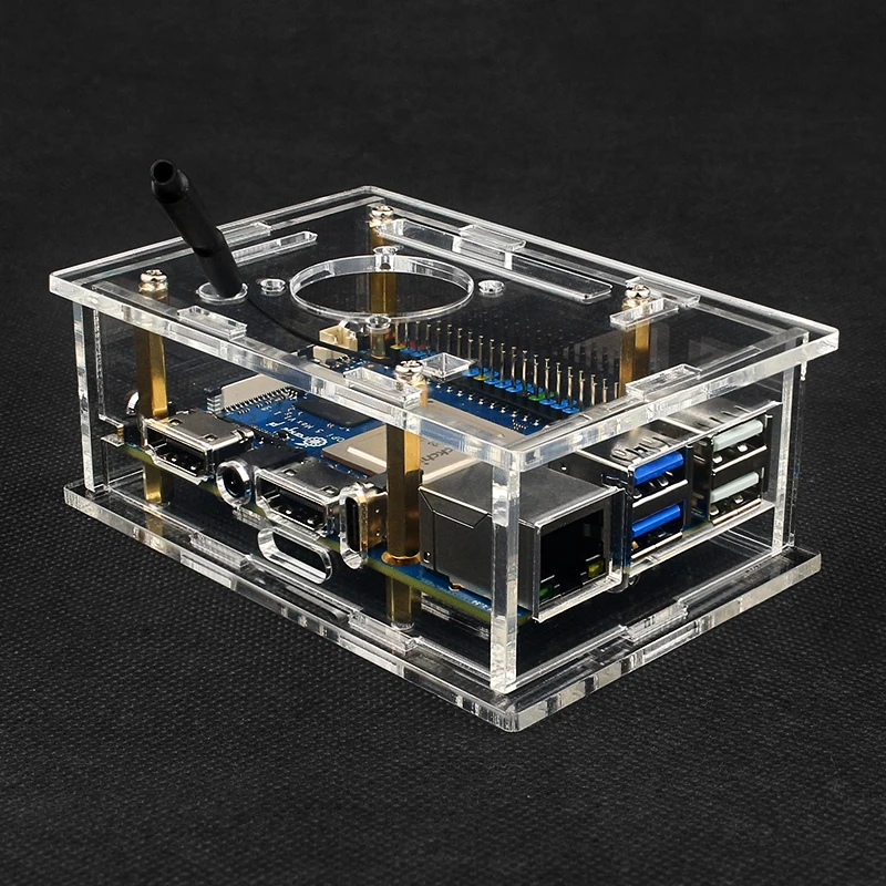 Orange Pi 5 Max Acrylic Case Transparent Shell Protective Box Cooling Fan Alumin