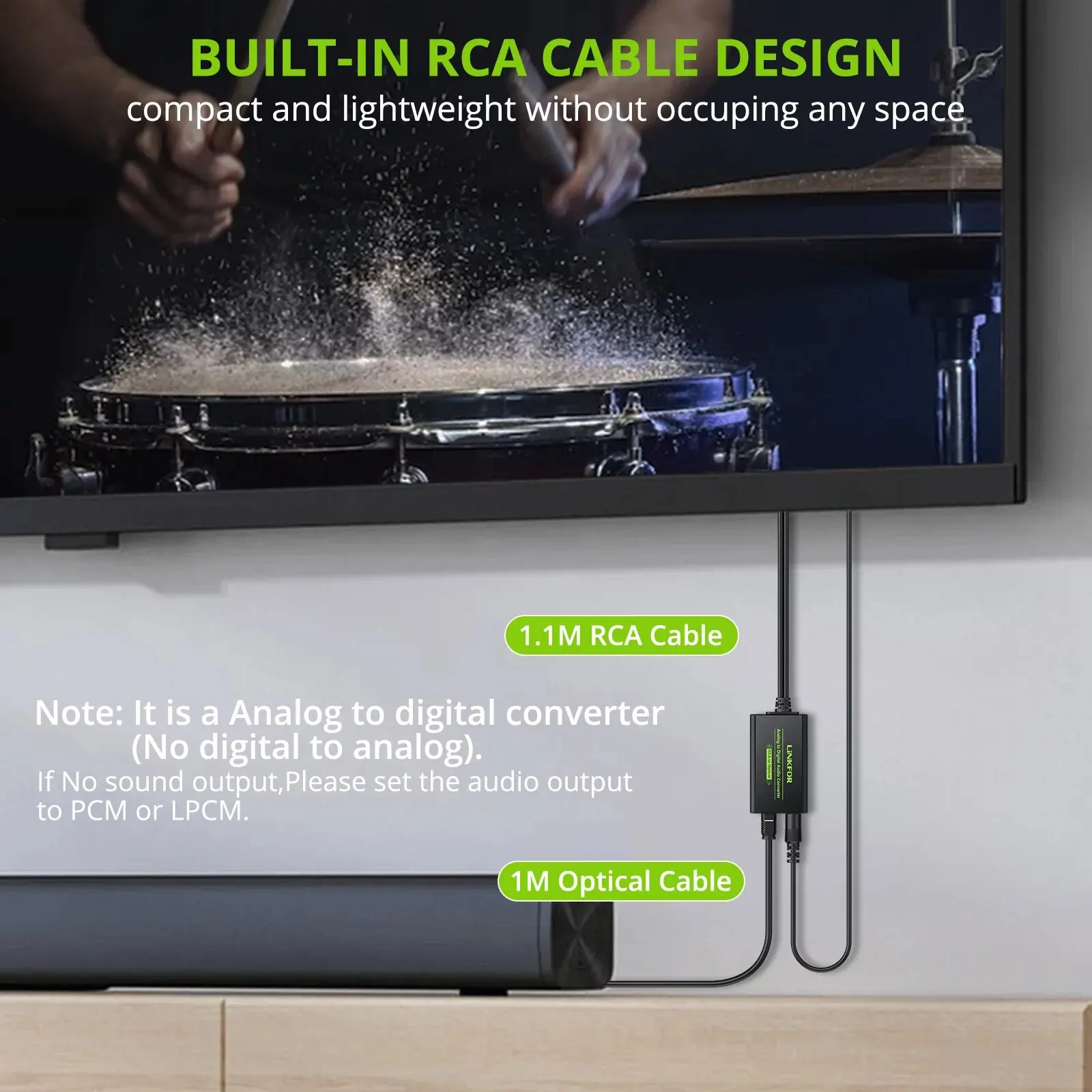 LiNKFOR RCA to SPDIF Ƴα-  ȯ, R/L RCA 3.5mm AUX-  佺ũ   