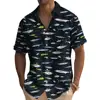 Summer Fashion Ocean Fish Print Men's Short Sleeve Casual Printed Tops Seaside Vacation Travel Wear Oversized Tops 3