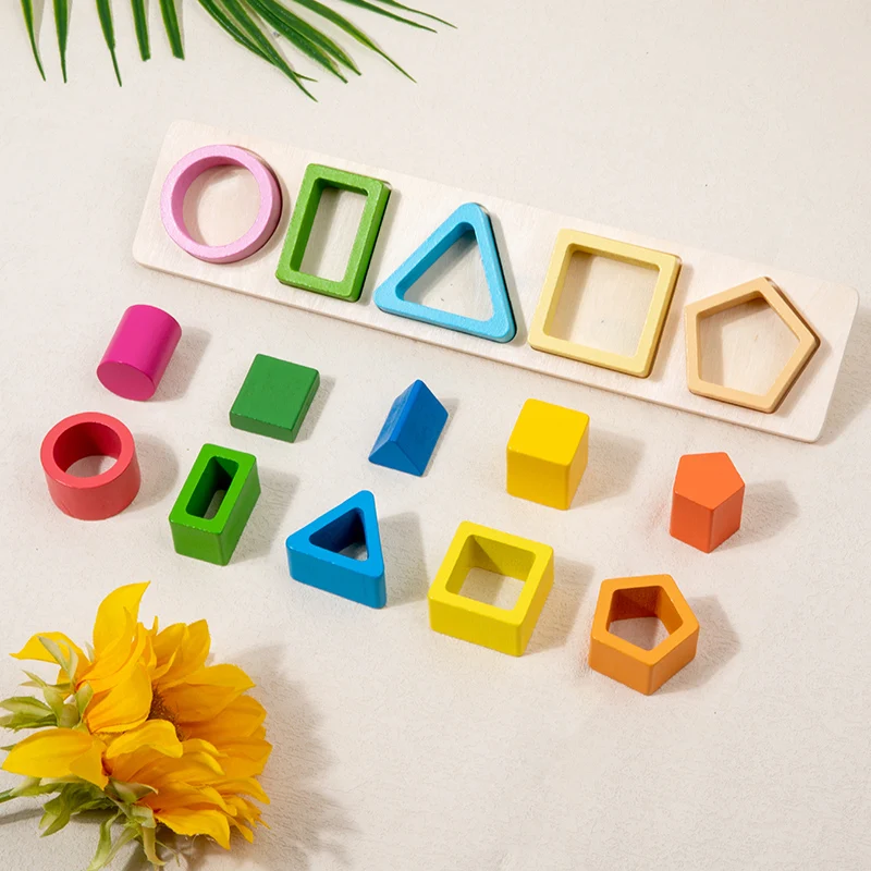 Baby intelligence development blocks, wooden early education matching toys, color, shape cognition, Montessori education 4