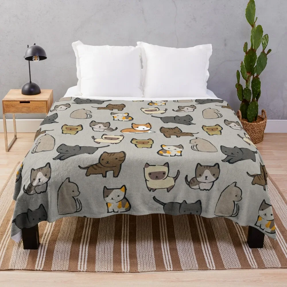 

Cats on Silver Throw Blanket Nap decorative Bed Fashionable Blankets